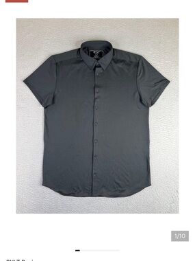 BYLT Shirt Mens L Gray Button-Up Short Sleeve Lightweight Stretch Every Day Work